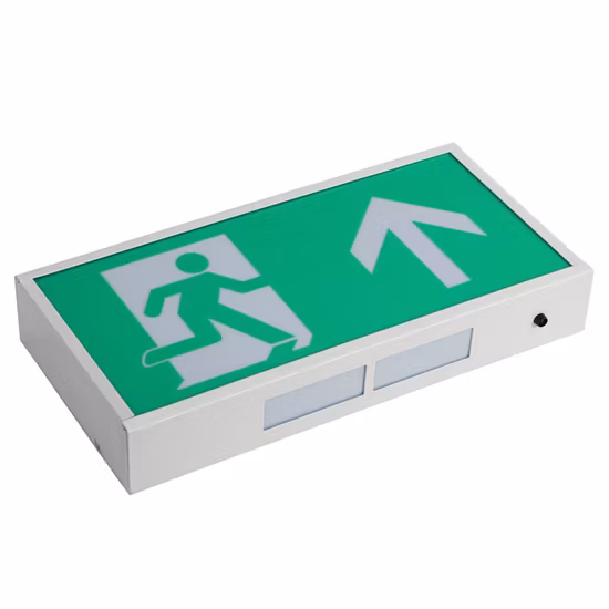 Sinal de saída de emergência LED de backup de bateria mantida montada na superfície da parede