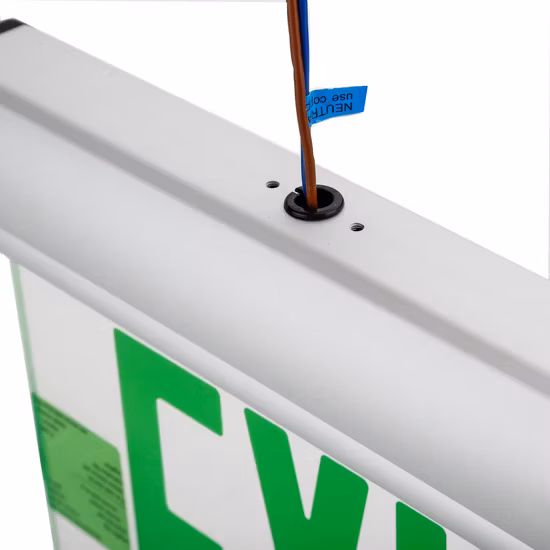 Sinal de saída de acrílico com luz de emergência LED de teto montado na parede
